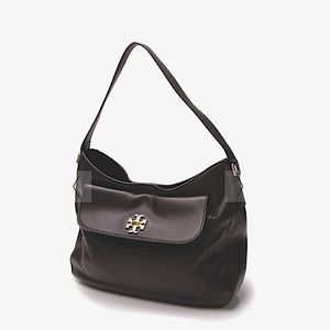 Tory Burch Slouchy Black Leather Hobo Bag.